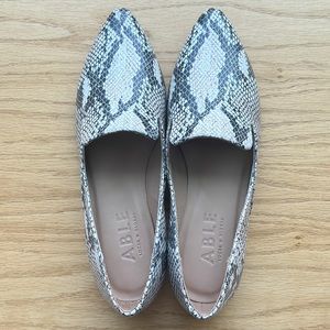 New in box: ABLE Lizbeth Leather Loafers: Snake Print